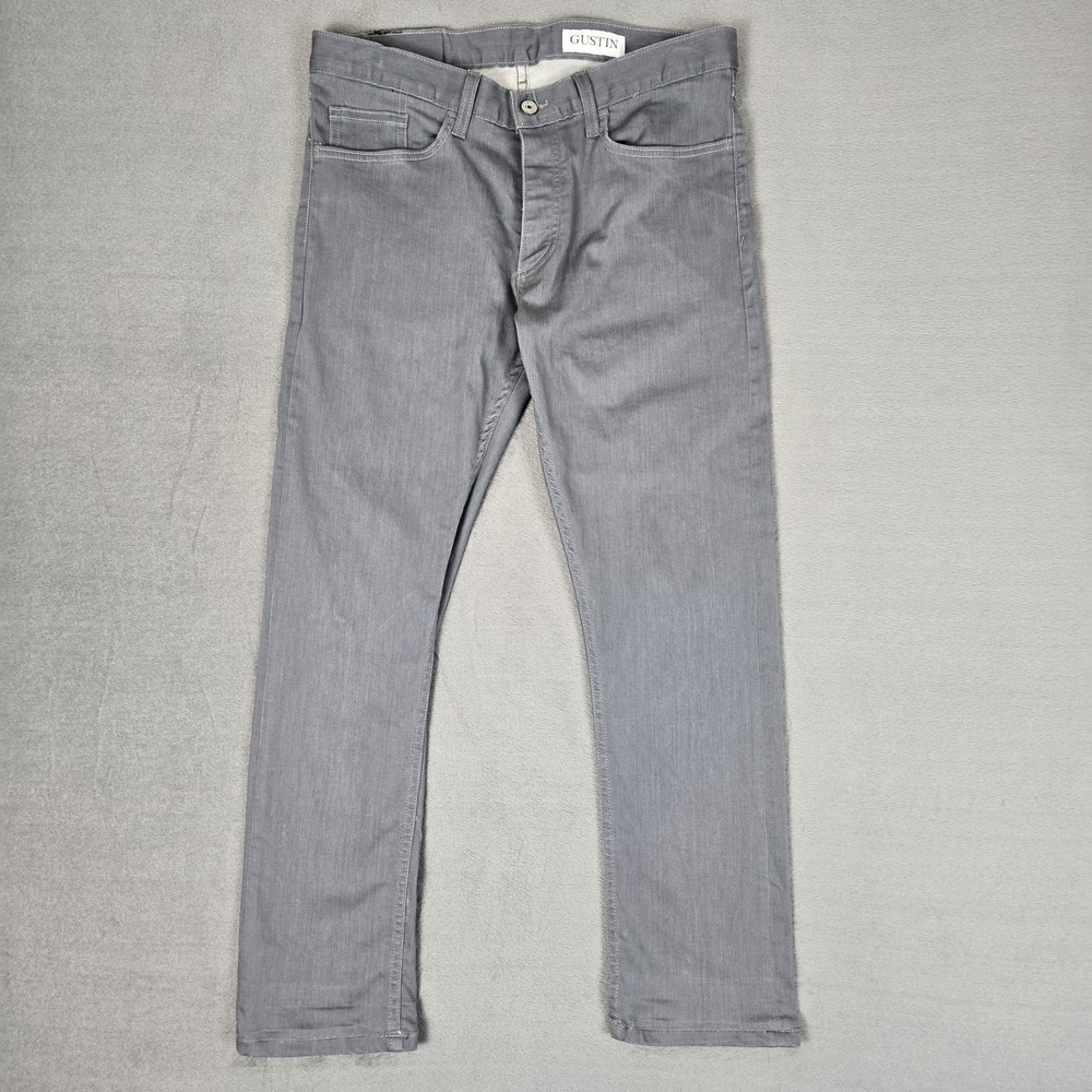 Gustin Jeans Mens 32x28 Gray Spain Titanium Slim Straight Stretch 5-Pocket #304